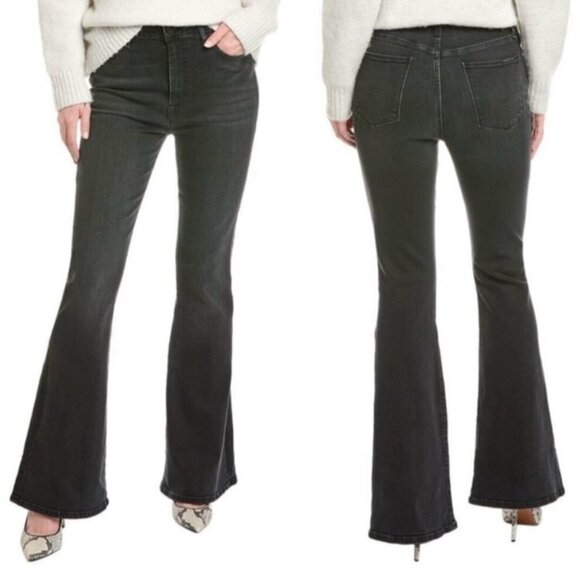 Hudson High Rise Flare Heidi Jeans Black Scout Wash Size 25 - Picture 1 of 16